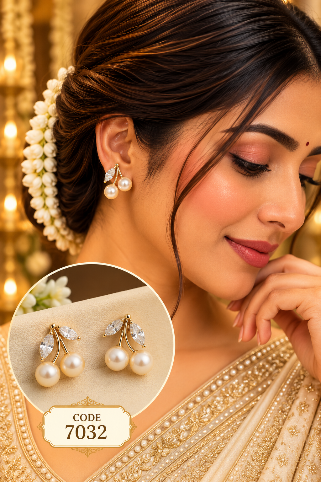 Pearl Cherry Drop Earrings