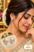 Pearl Leaf Drop Stud Earrings – Code 7013