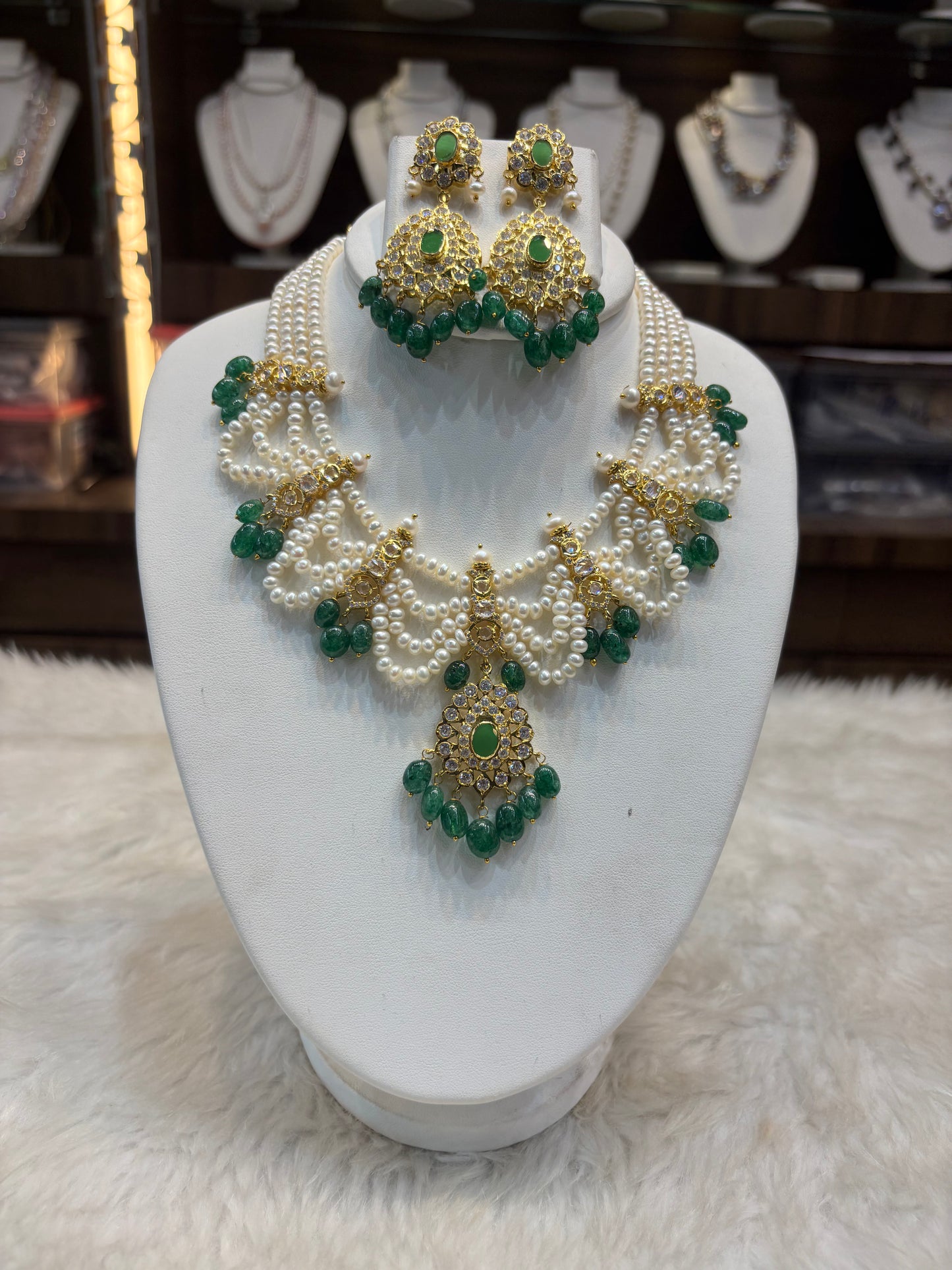 Nizami Pearl & Emerald Choker Set – Traditional Bridal Jewellery