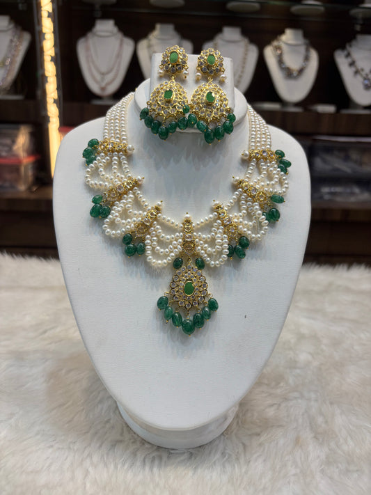 Nizami Pearl & Emerald Choker Set – Traditional Bridal Jewellery