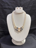 Double Layer Freshwater Pearl Necklace Set with Peacock Pearl Accents