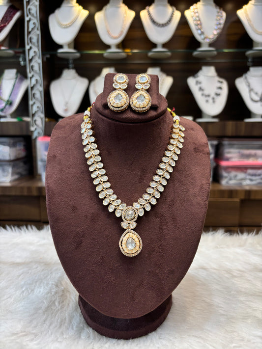 Bridal Kundan & Pearl Necklace Set with Earrings