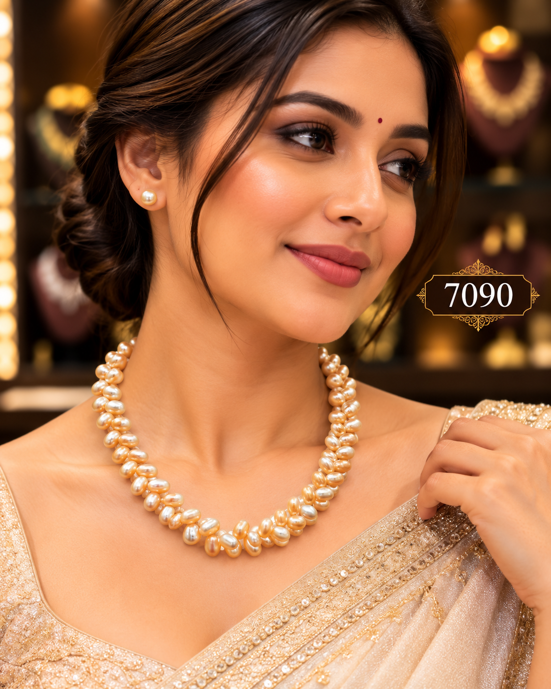 Golden Pearl Collar Necklace