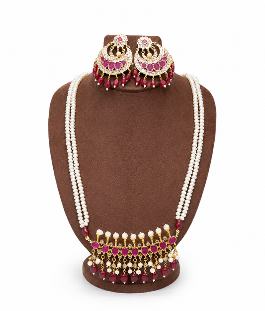 Freshwater Pearl Ruby Choker Necklace Set