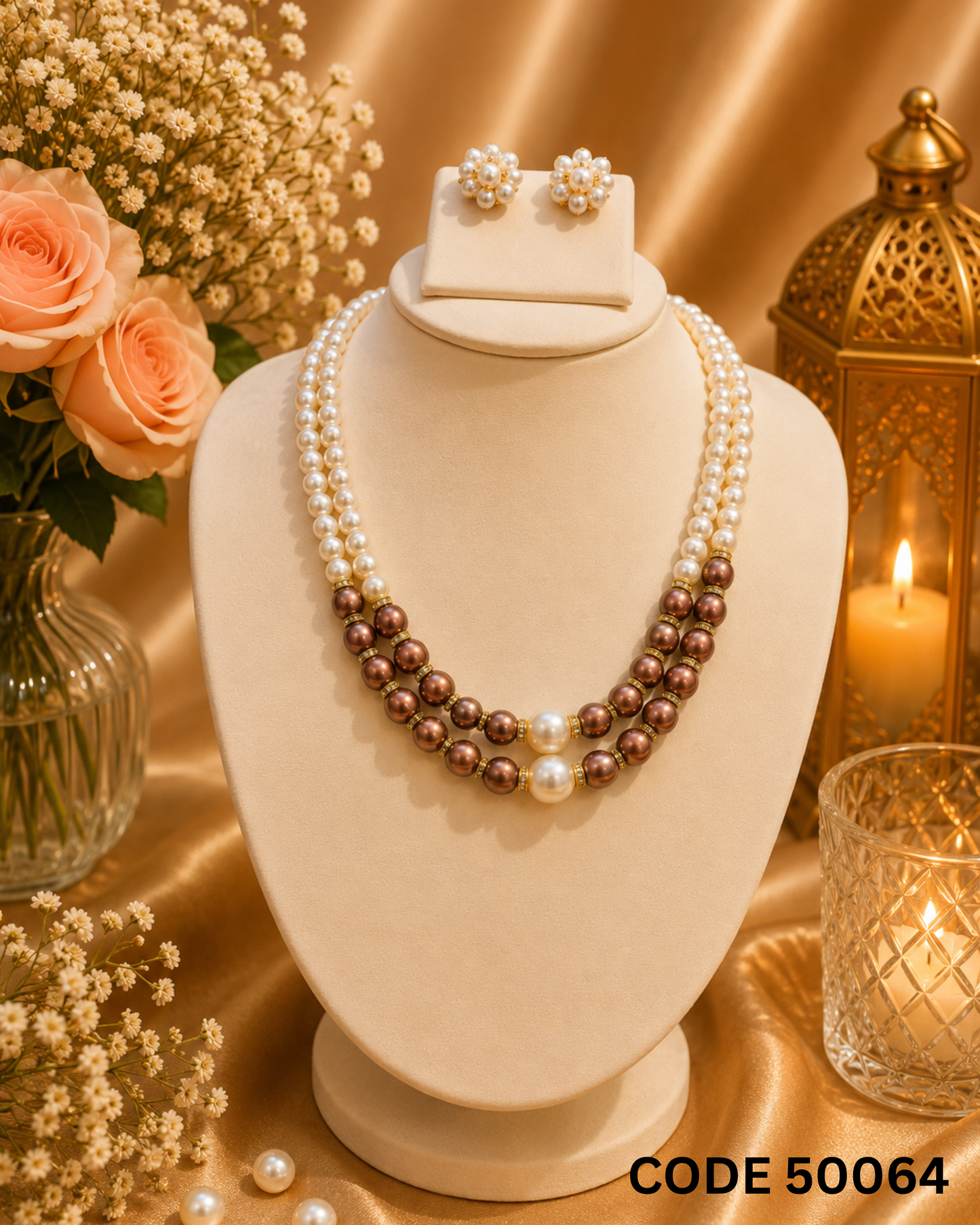 Dual-Tone Freshwater Pearl Necklace Set – Code 50064