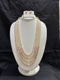Blush Pink Freshwater Pearl 5-Line Necklace Set