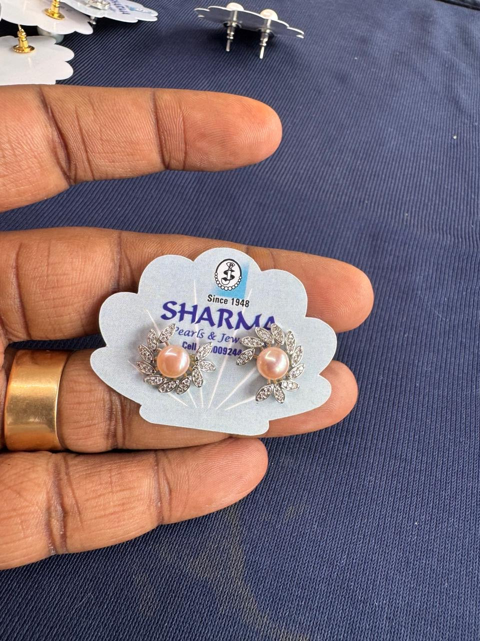 Pink Pearl Floral Stud Earrings – Code 7028