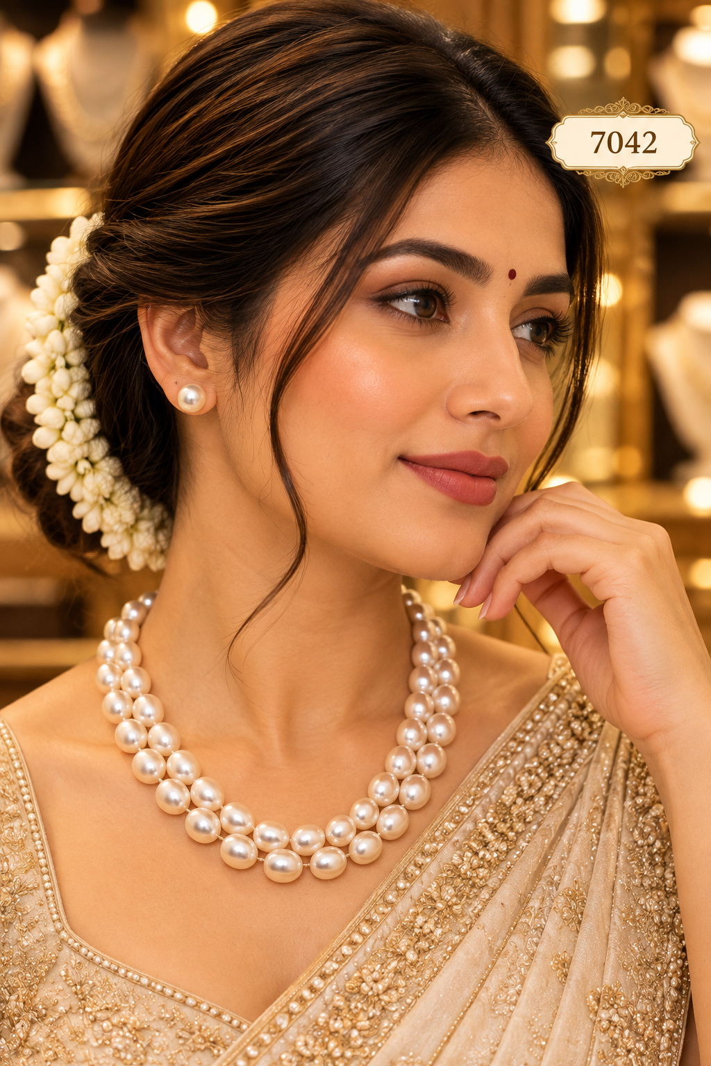 Classic White Pearl Necklace Set
