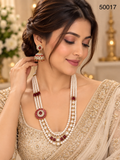 Ruby Red Freshwater Pearl Multi-Strand Necklace Set
