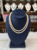 Classic Double Layer Pearl Necklace with Stud Earrings