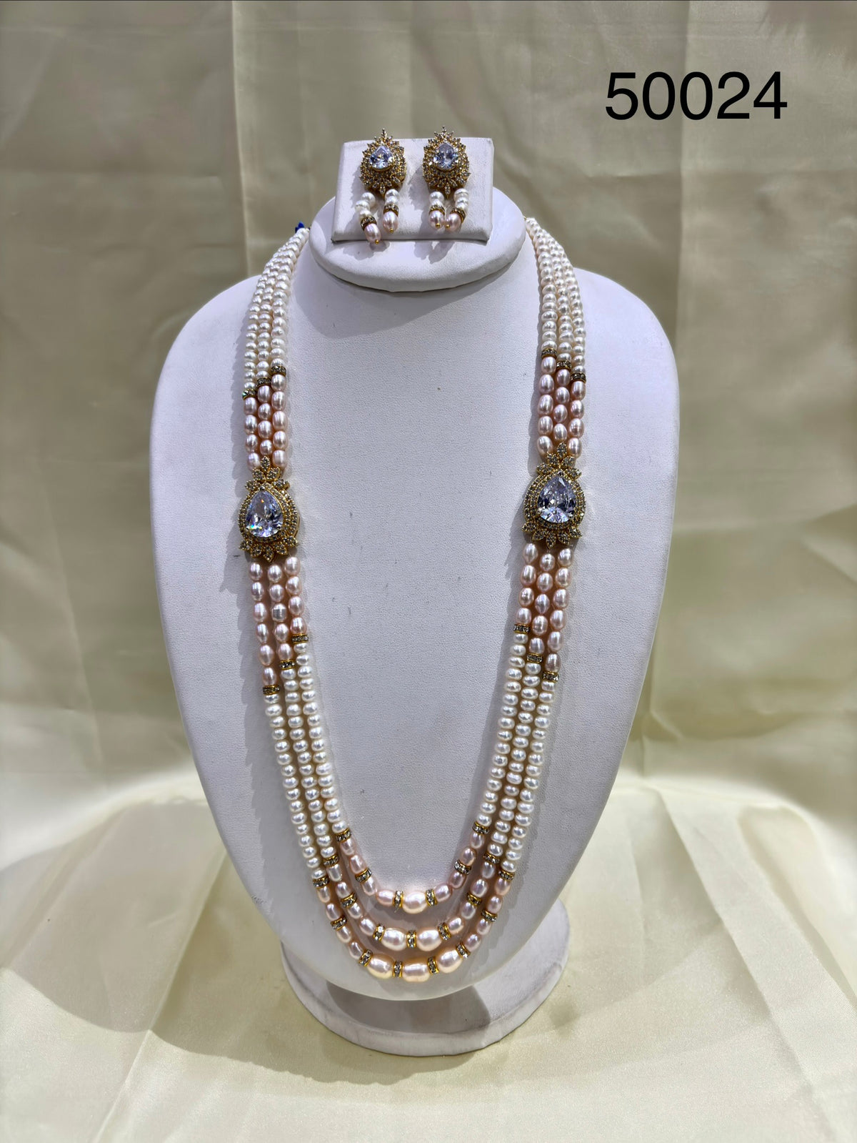 Pink & White Freshwater Pearl Multi-Strand Necklace Set