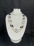 Double Layer Pearl & Purple Baroque Necklace Set