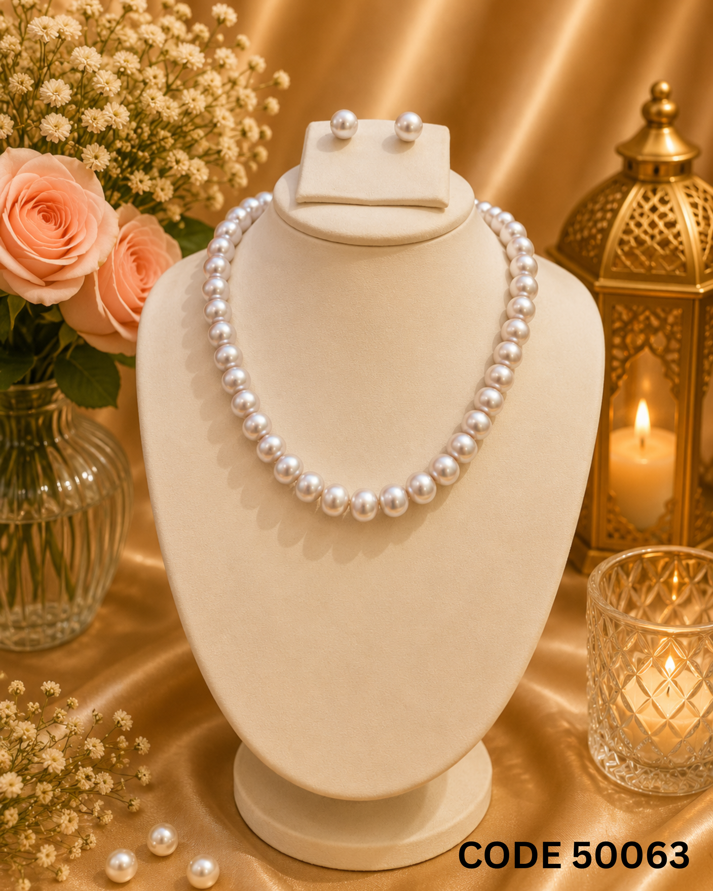 Natural Grey Freshwater Pearl Necklace Set Code 50063