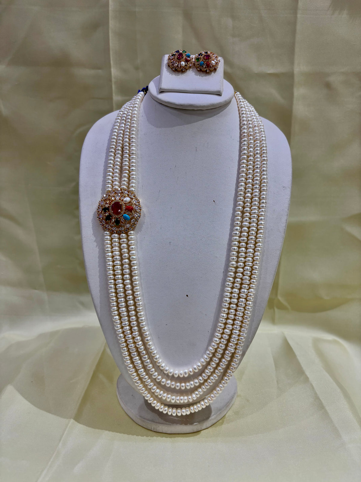 Multicolor Stone Freshwater Pearl Multi-Strand Necklace Set
