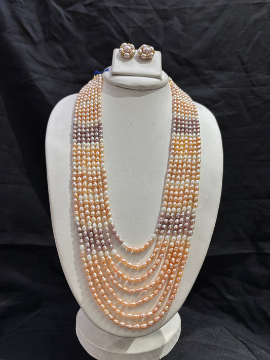 Multi-Color Freshwater Pearl 7-Line Necklace Set