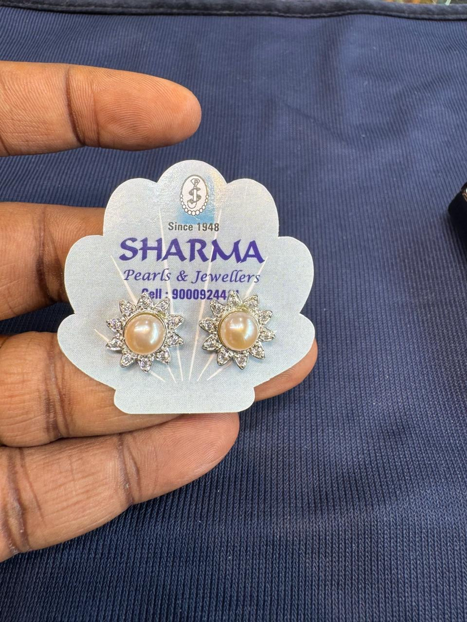 Pearl Floral Statement Stud Earrings