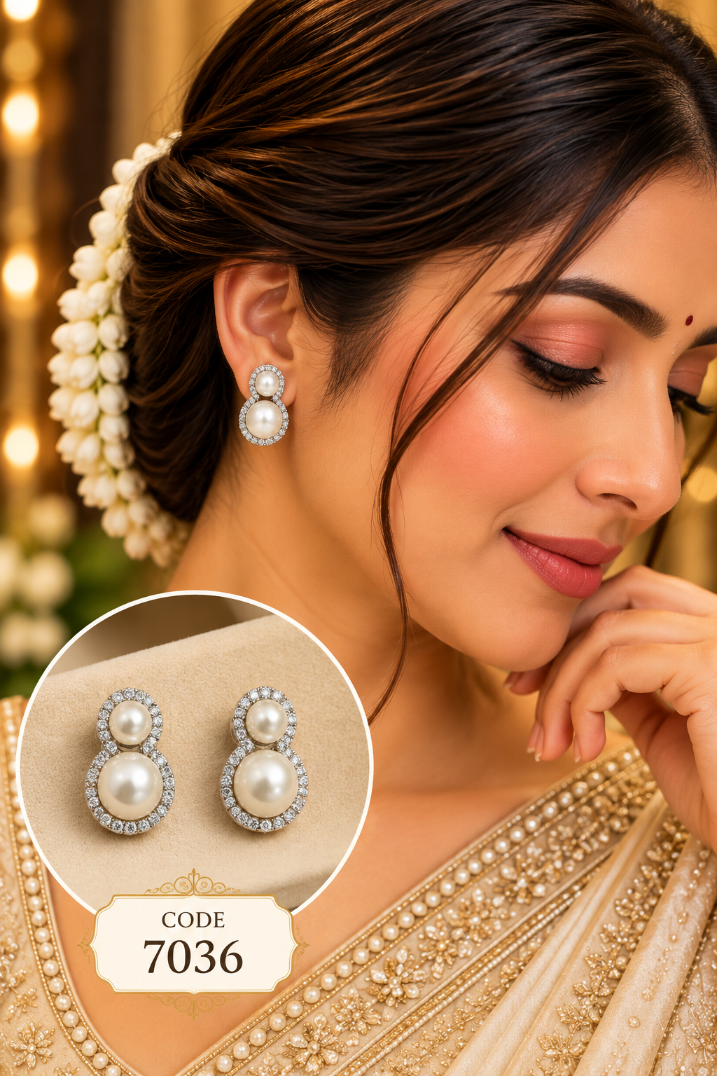 Double Pearl Drop Earrings