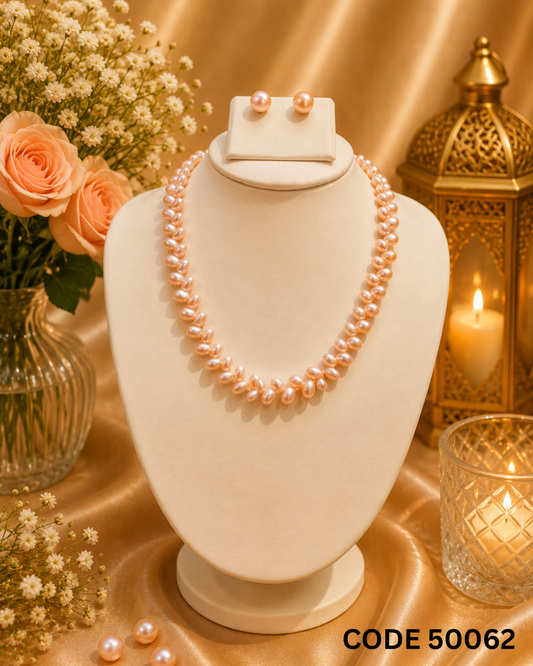 Peach Freshwater Pearl Necklace Set – Code 50062