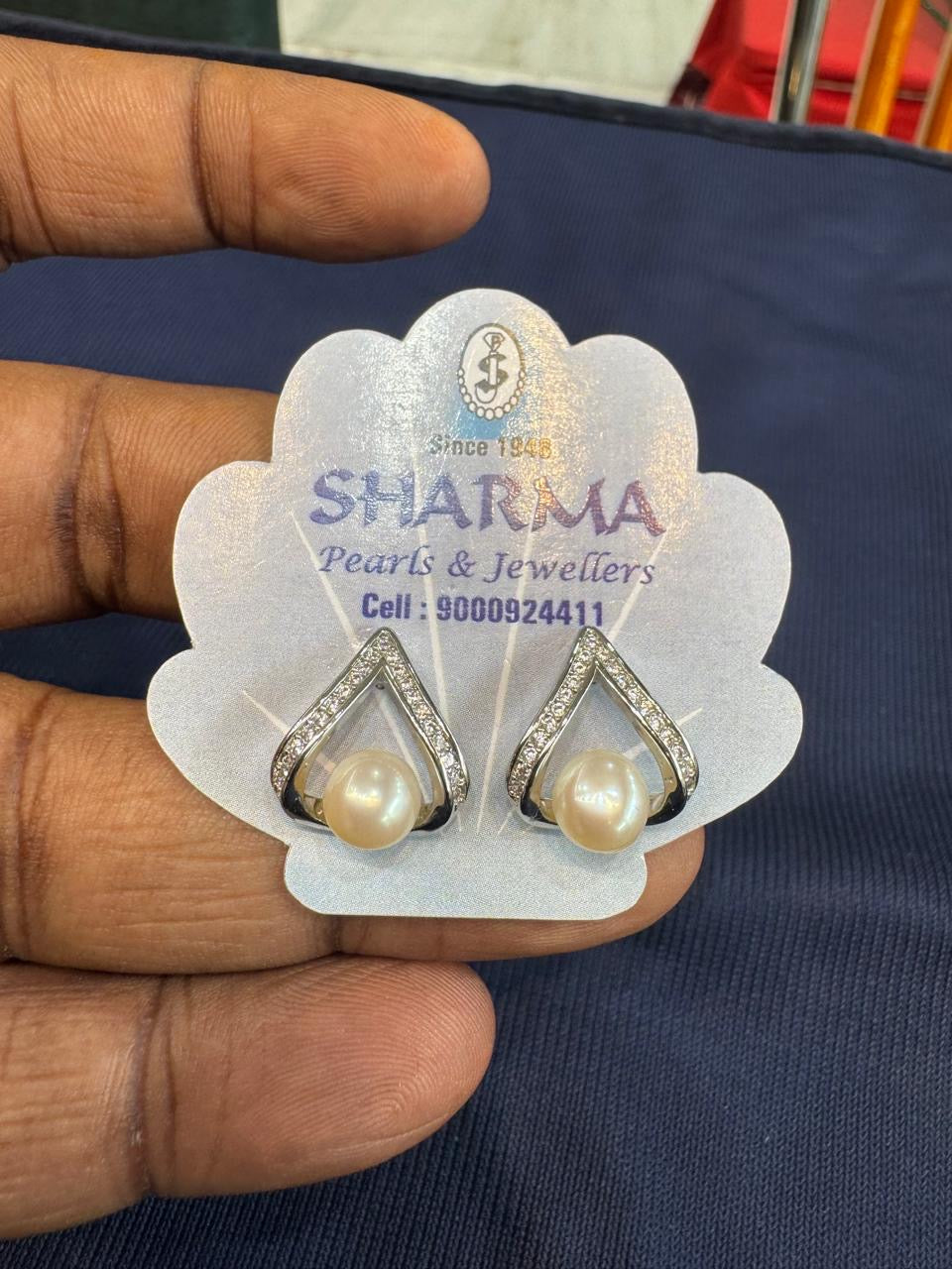 Pearl Teardrop Stud Earrings – Code 7005