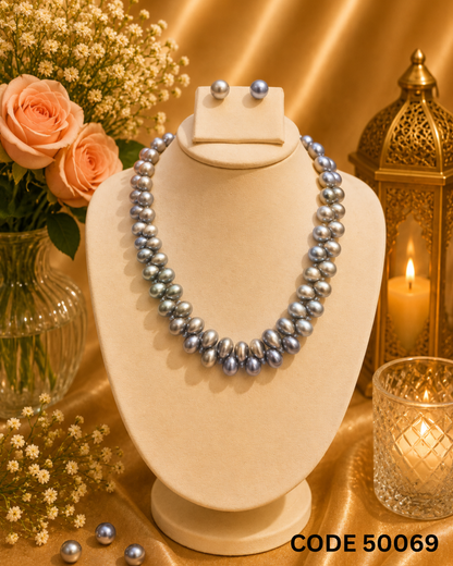 Grey Freshwater Pearl Statement Necklace Set – Code 50069
