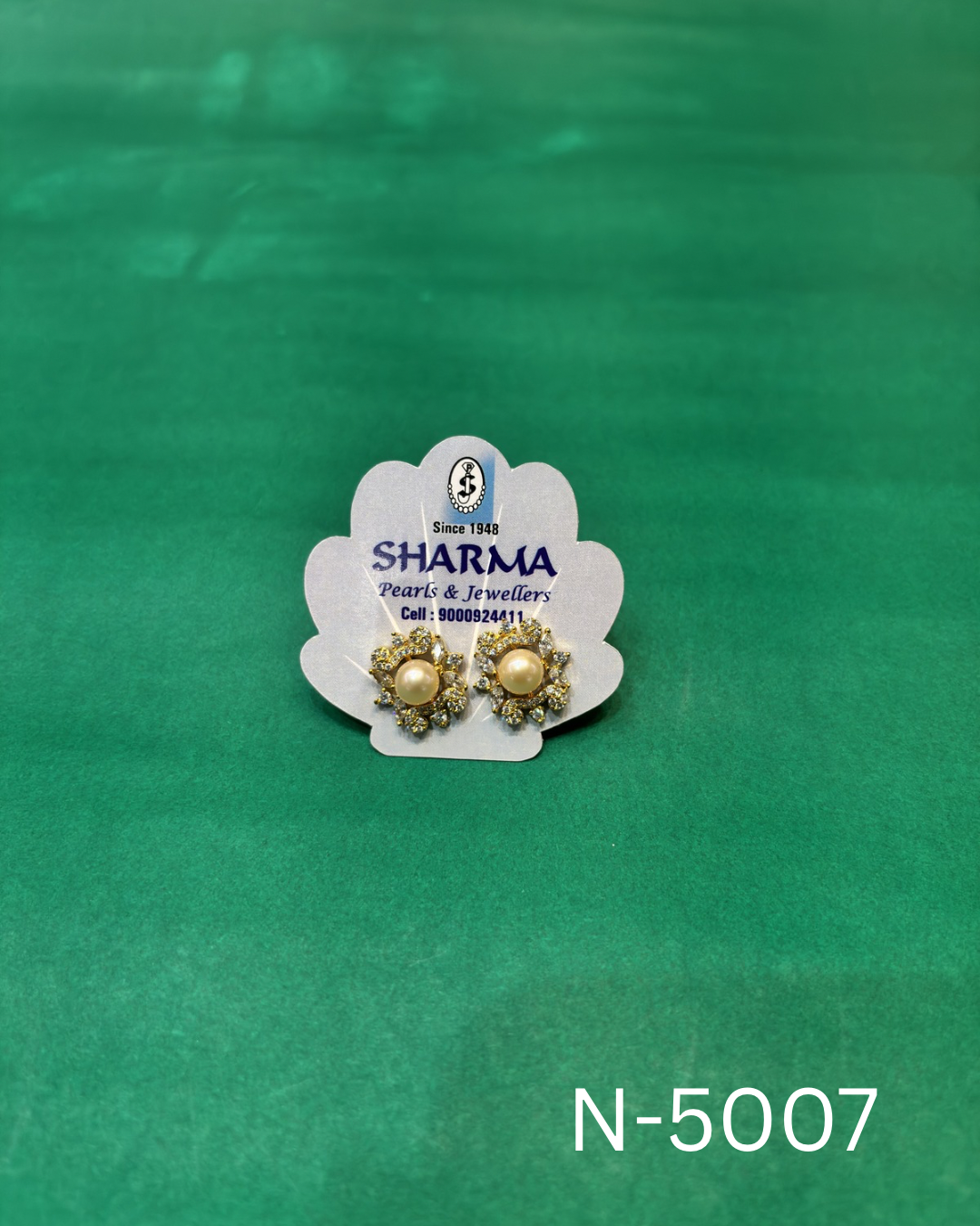 Classic Freshwater Pearl Floral Stud Earrings – Gold Finish