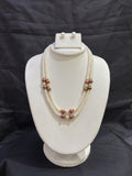 Double Layer Freshwater Pearl Necklace Set with Copper Pearl Accents