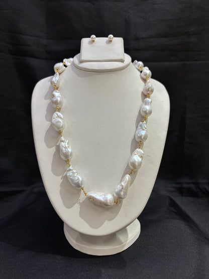Natural Baroque Pearl Statement Necklace Set – Code 50051