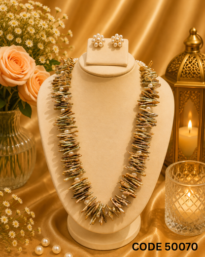 Multicolor Keshi Pearl Long Necklace Set – Code 50070