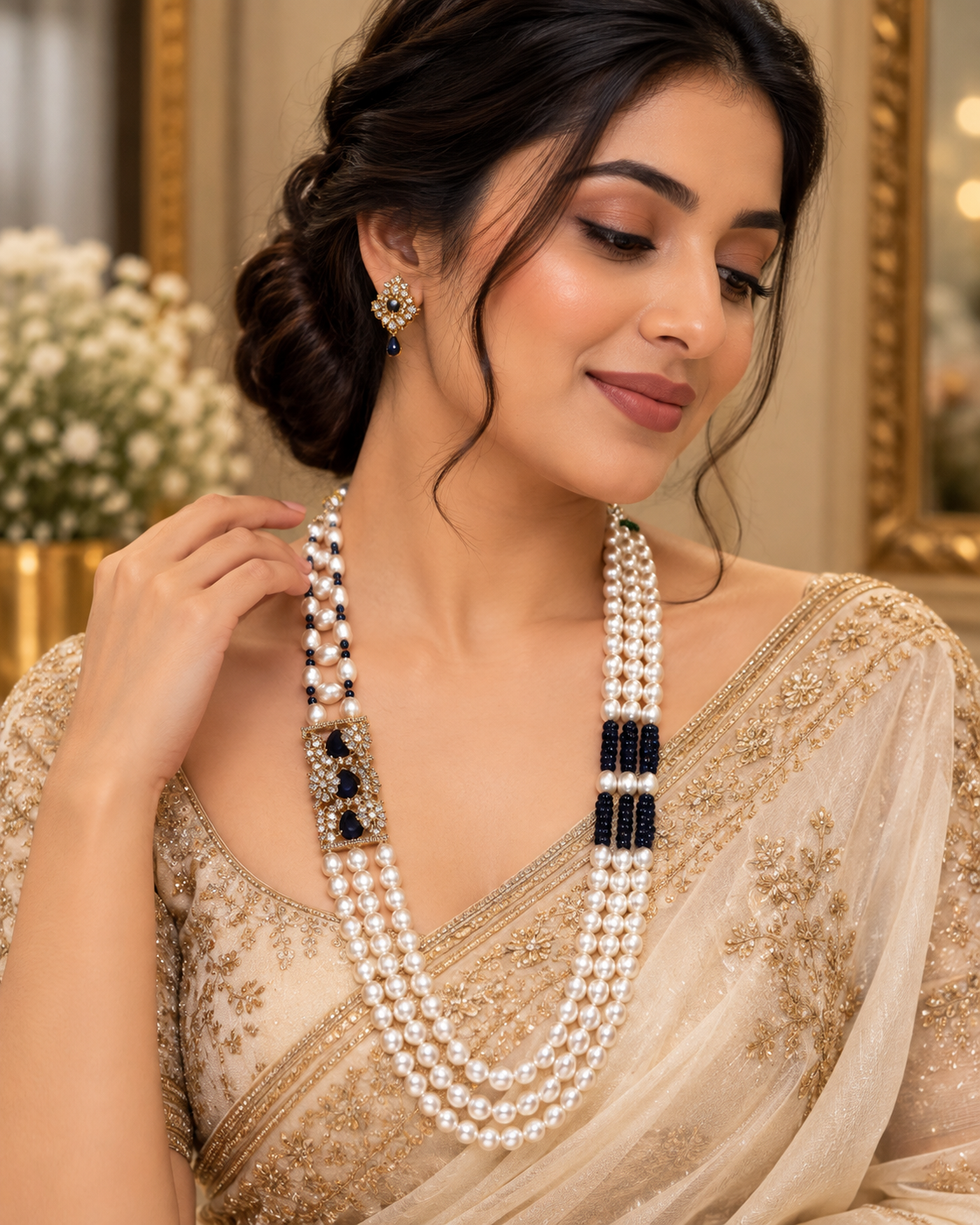 Royal Blue Freshwater Pearl Multi-Strand Necklace Set