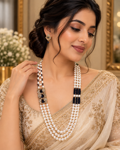 Royal Blue Freshwater Pearl Multi-Strand Necklace Set