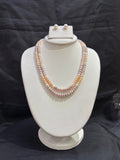 Elegant Double Layer Pink Freshwater Pearl Necklace Set