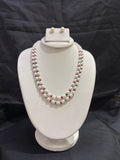 Double Layer Freshwater Pearl Necklace Set with Ruby & Emerald Accents