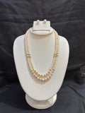 Elegant Double Layer Freshwater Pearl Necklace Set with Crystal Spacers
