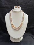 Triple Tone Double Layer Freshwater Pearl Necklace Set