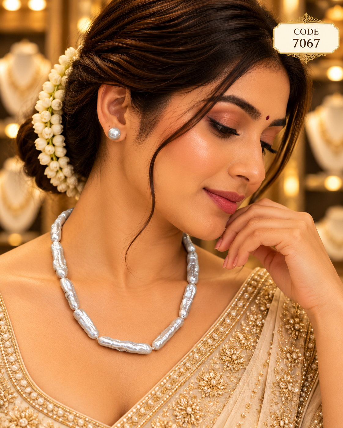 Silver Baroque Pearl Necklace