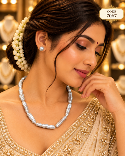 Silver Baroque Pearl Necklace