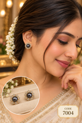 Black Pearl Floral Stud Earrings – Code 7004