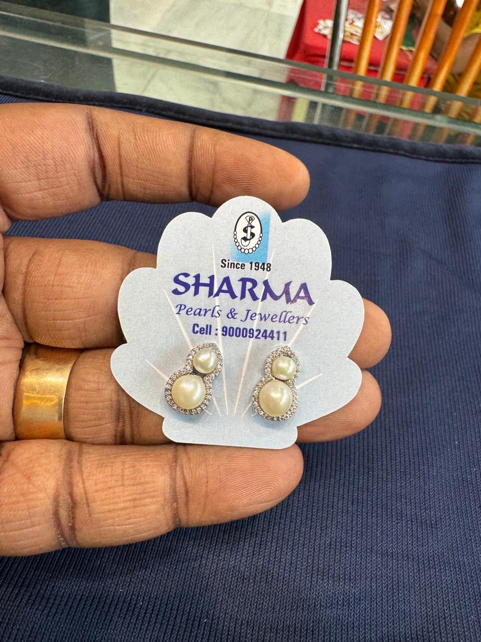 Double Pearl Drop Earrings