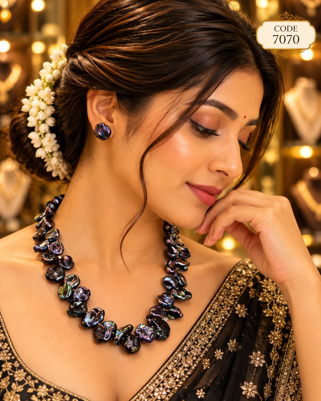 Dark Peacock Pearl Necklace
