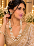 Green Emerald Pearl Multi-Strand Necklace Set