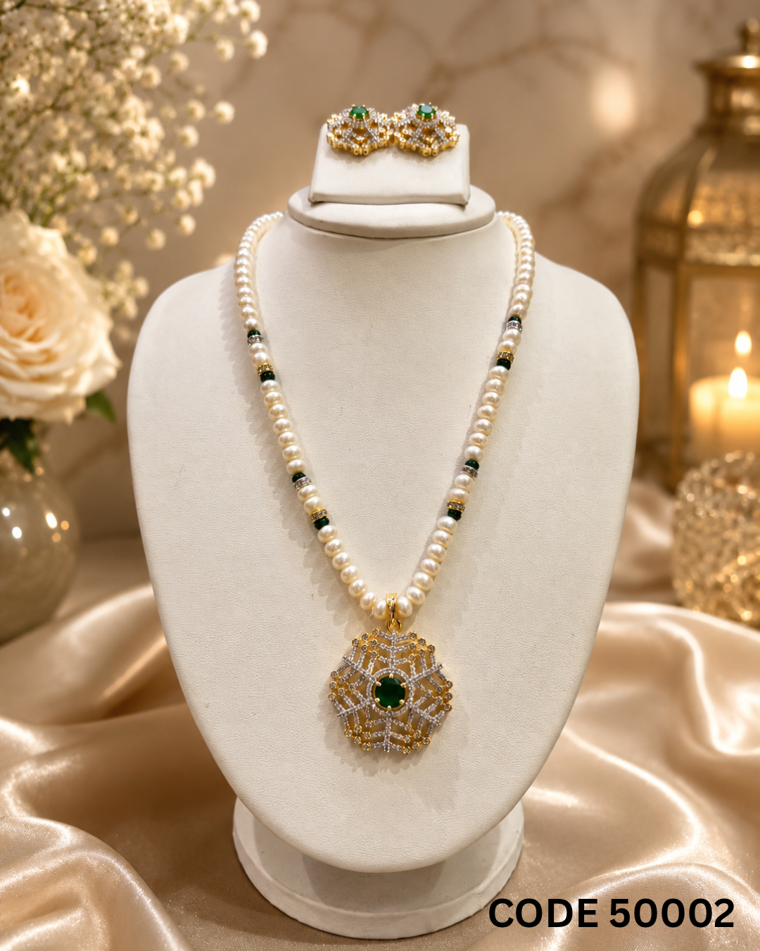 Freshwater Pearl Pendant Necklace Set – Code 50002