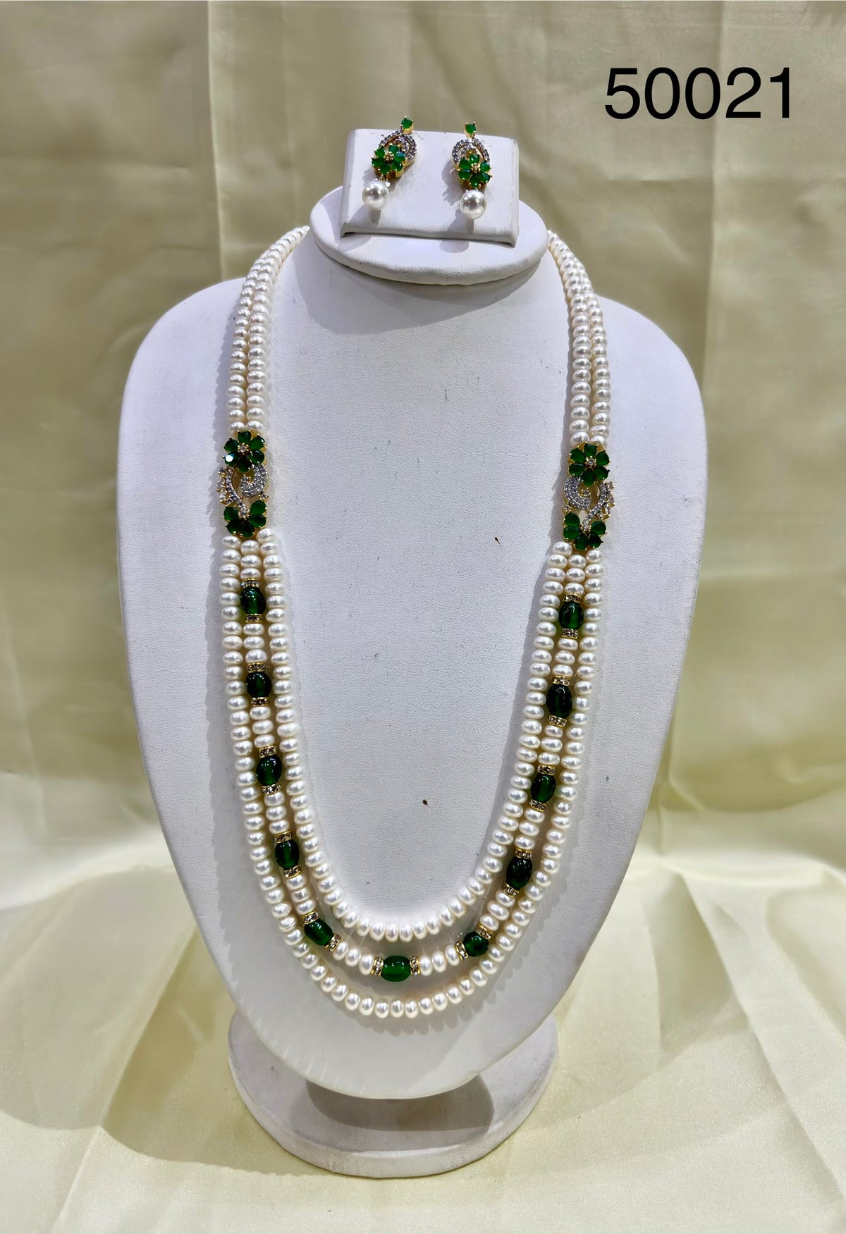Green Emerald Freshwater Pearl Multi-Strand Necklace Set