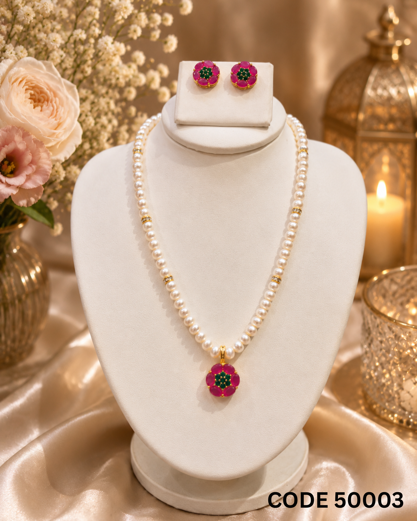 Freshwater Pearl Pendant Necklace Set – Code 50003