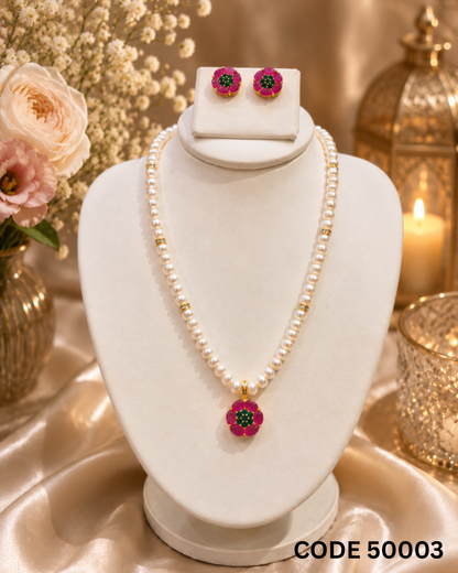 Freshwater Pearl Pendant Necklace Set – Code 50003