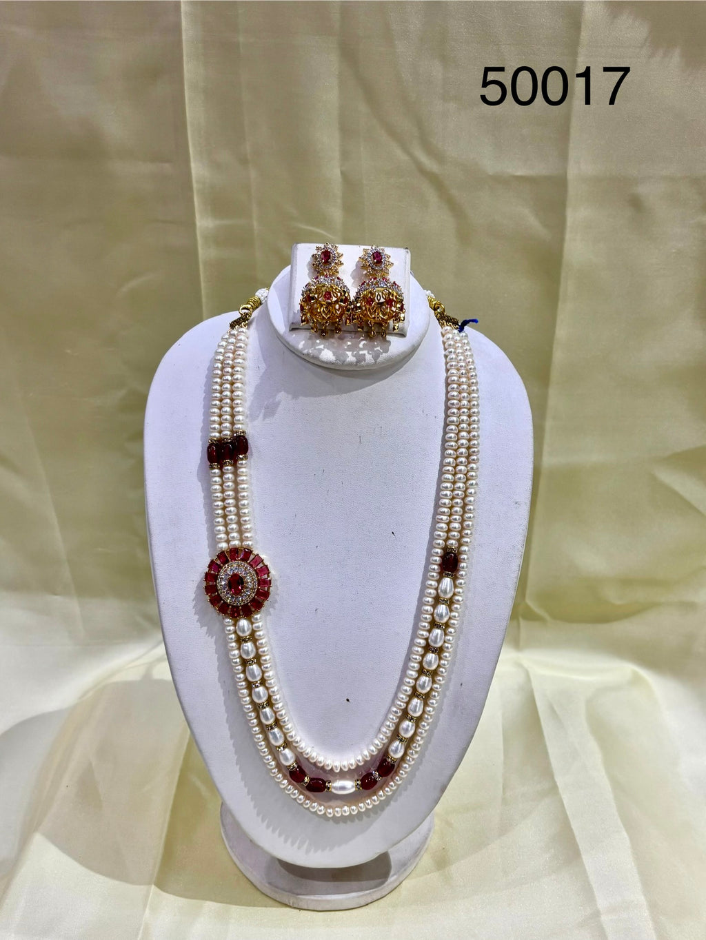 Ruby Red Freshwater Pearl Multi-Strand Necklace Set