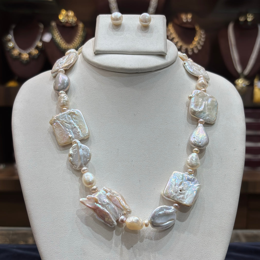 Iridescent Baroque Pearl Necklace