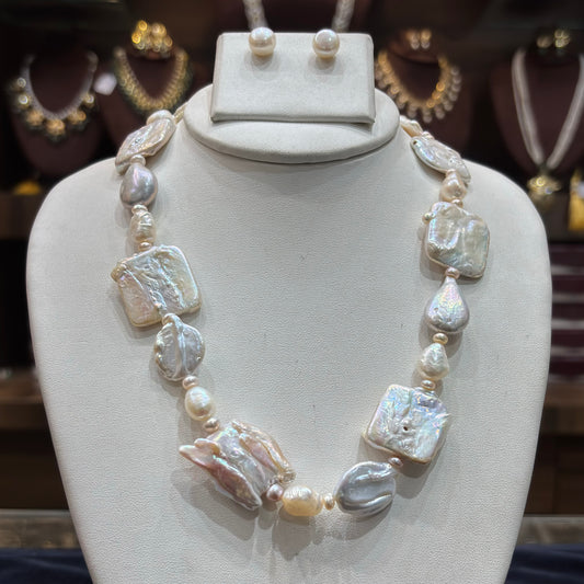 Iridescent Baroque Pearl Necklace