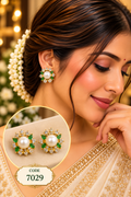 Green & Pearl Stud Earrings – Code 7024