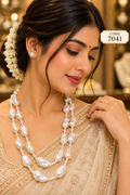Elegant White Pearl Long Necklace Set
