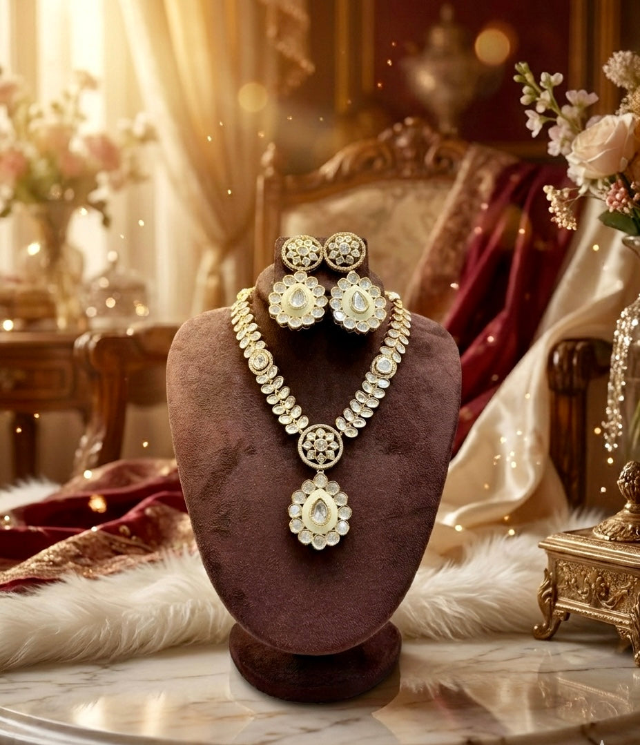 Royal Teardrop Kundan Necklace Set with Earrings